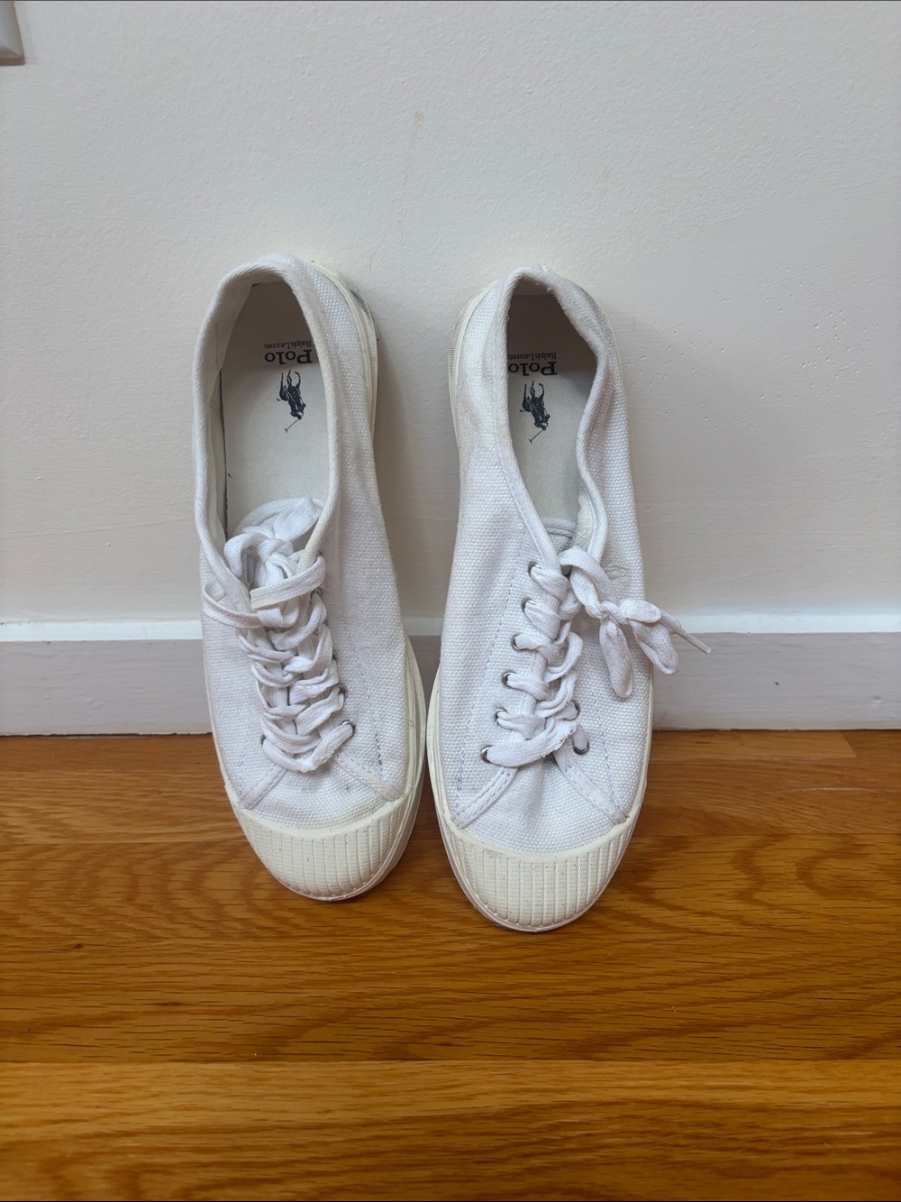 Polo by Ralph Lauren White and Navy Canvas Loafers